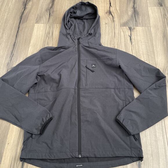 Rip Curl Anti Series Windbreaker Jacket Mens XL Water Repellent Gray Hooded Coat - Picture 2 of 10